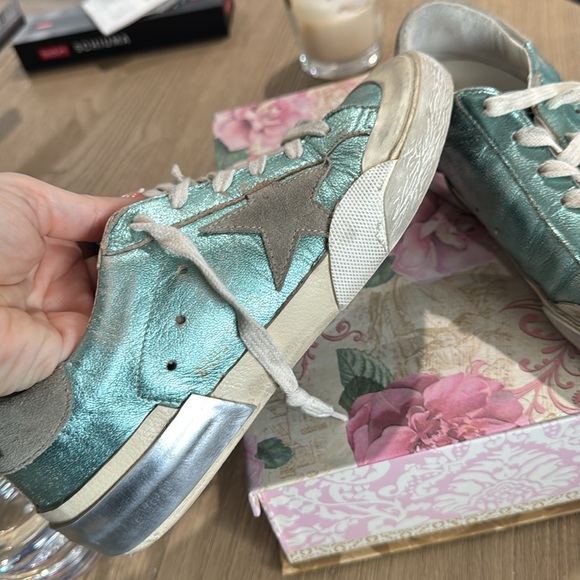 Selling golden goose super star sneakers, size 37, blue metallic, great! - Picture 3 of 6